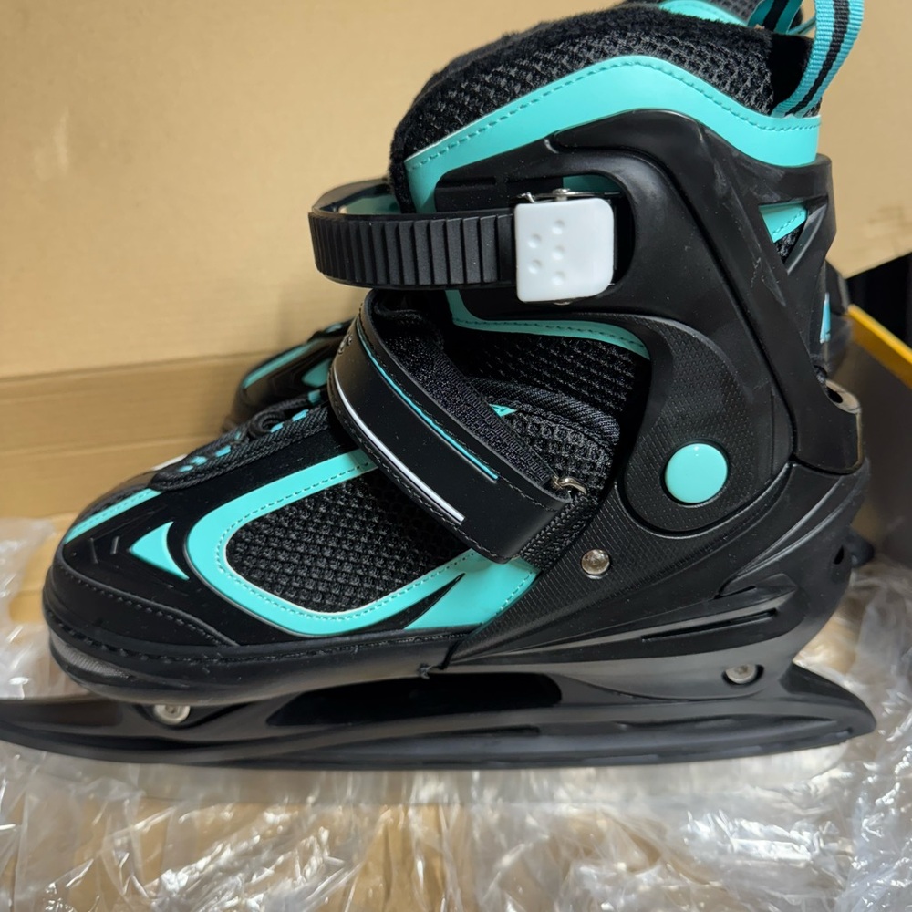 Black and Teal Ice Skates